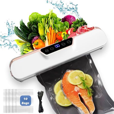 Machine de mise sous vide des aliments, compacte et portable, scellage rapide et efficace, blanche. (1/5)