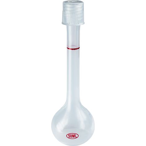 Messkolben aus Polypropylen (PP) mit Schraubverschluss, 50 ml, aufgemalte Skala (1/2)