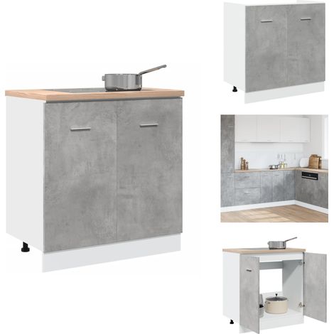 Armoire de plancher d'évier gris béton 80x46x81,5 cm - Armoire De Plancher D'évier - Armoires De Plancher D'évier - Armoire De Cuisine - Placard De Cuisine (1/5)