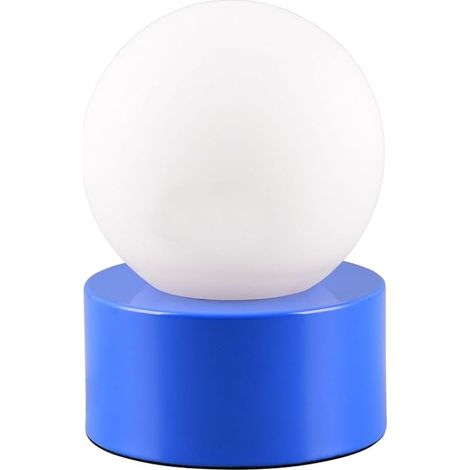 COUNTESS LAMPADA DA TAVOLO BASE IN METALLO BLU CON VETRO BIANCO ACCENSIONE TOUCH H. 17CM 1 LUCE ATTACCO E14