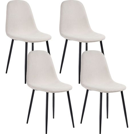 Set di 4 sedie da pranzo imbottitura in poliestere gambe in ferro nero senza braccio sala da pranzo Beige Chiaro Crandall