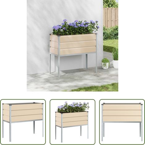 Außenplanter - Pflanzkübel Elfenbein 100 x 45 x 90 cm Verzinkter Stahl (1/5)