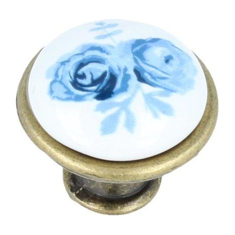 Möbelknopf Schrankknopf Porzellan weiß mit Muster Modell Blue Durchmesser 27mm (1/5)