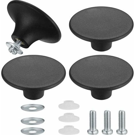ZVD - 4 pomos para tapa de olla, mango universal de acero inoxidable resistente, color negro (1/4)