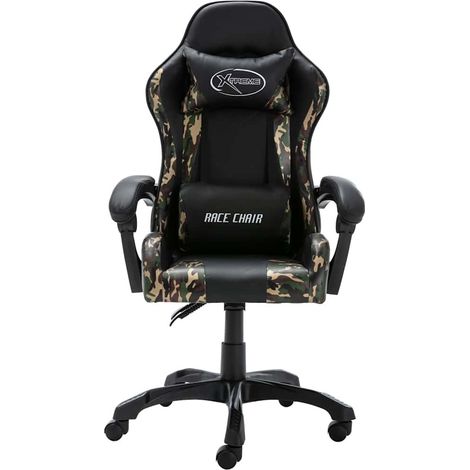 vidaXL Sedia da Gaming Nera e Mimetica in Similpelle