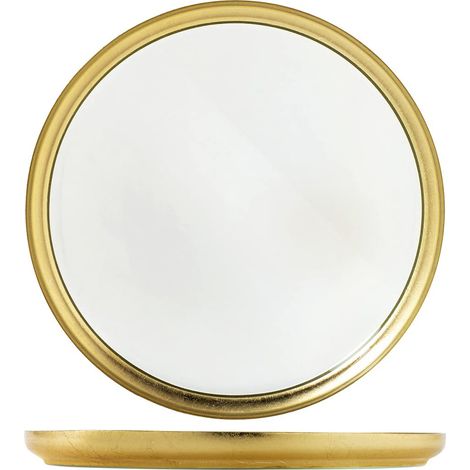 H&H Goldie Piatto in Vetro con Filo Oro, 28cm