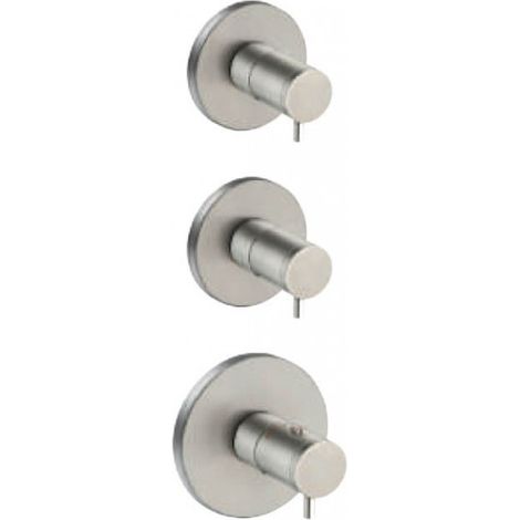 Façade externe mitigeur thermostatique rond Inox - CRISTINA ONDYNA XX77228 (1/2)