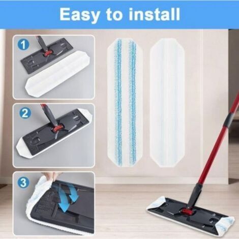 Serpillière De Rechange - Microfibre - Pour Balai Plat - Lavable À 60 °C - Lot De 4 (1/4)
