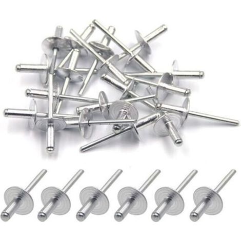 50pcs Rivets aveugles en aluminium avec large bride 5mm x 13mm, paquet de 50 (argenté) (1/5)