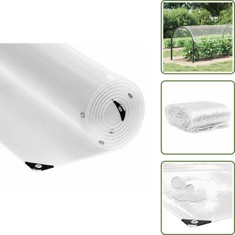 The Living Store Lona transparente con ojales PVC 2x12 m - Cubierta exterior