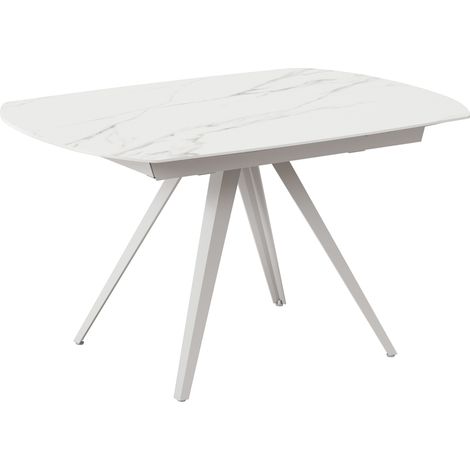 Tavolo Allungabile Kyoto 140 90x140/200x75 cm Top in Ceramica Gambe in Metallo Marmo Calacatta Bianco (1/3)