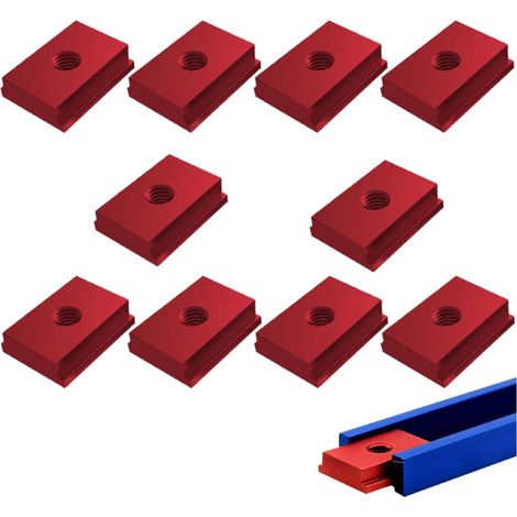 10 T-Nutmuttern, M8-Gewinde, Gleitmuttern, T-Nutmuttern, Holzbearbeitungswerkzeuge, rot (1/4)