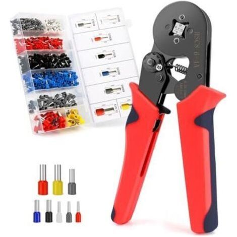 Pince à Sertir, Pince a Sertir Cosse Electrique, Cosses electriques a Sertir 0.25-10mm²- Pince Sertir Cosse pour Installations Électriques et Réparations de Véhicules, Outil Bricolage (1250) (1/5)