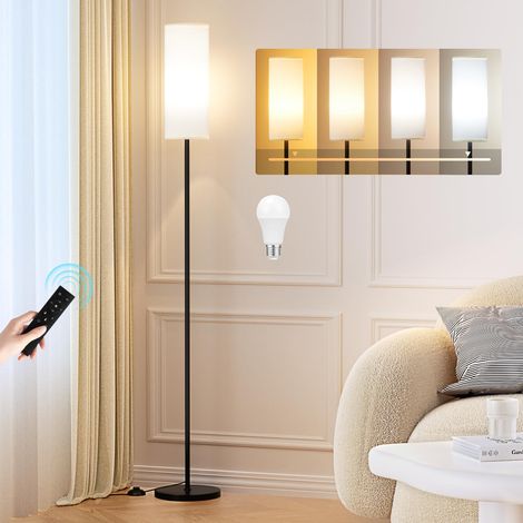 Lampadaire moderne pour salon - Lampadaire à intensité variable avec télécommande - 4 températures de couleur - Abat-jour en lin - Lampe vintage pour salon (1/5)