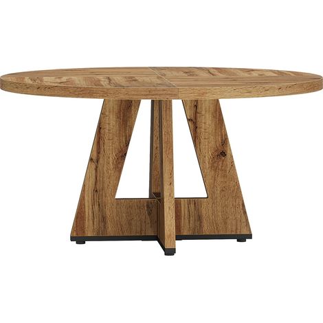 Table à manger ronde en bois style ferme 120 cm de diamètre (1/5)