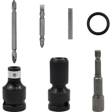 Lot de 2 Adaptateurs de Visseuse à Percussion, 1/2" à 1/4", en Acier au Carbone, Adaptateur de Douille Porte-Embout, Pour clé à Cliquet et Porte-embouts de Tournevis (1/5)