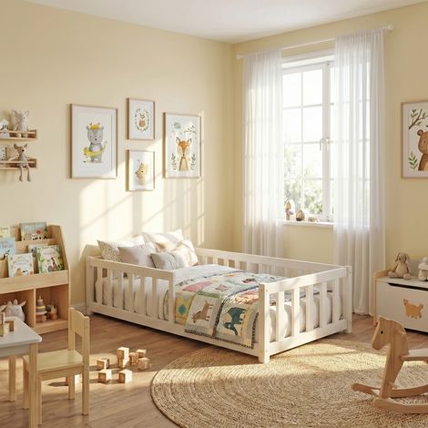 Lit 70x140 Nino avec Matelas et sommier / Blanc/ 146x76.5x35.5 (1/5)