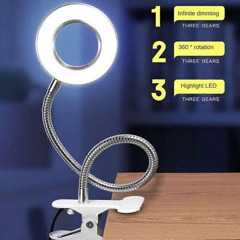 Lampe de bureau LED à bras articulé réglable avec pince, lampe de lecture respectueuse des yeux (1/5)