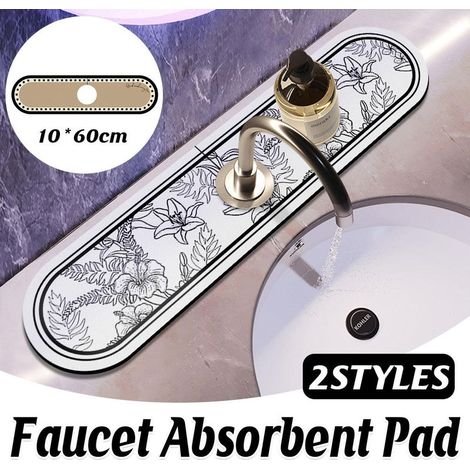 Saugfähige Matte mit Saugnäpfen aus Kieselgur für Wasserhahn, 10 cm, für Badezimmer- oder Küchenspüle. (1/5)