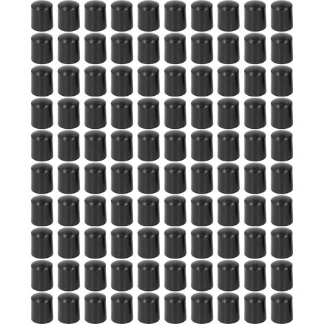 100 embouts de poteau de clôture électrique en plastique noir, capuchons ronds étanches 5mm pour système haute tension à impulsions électroniques (1/5)