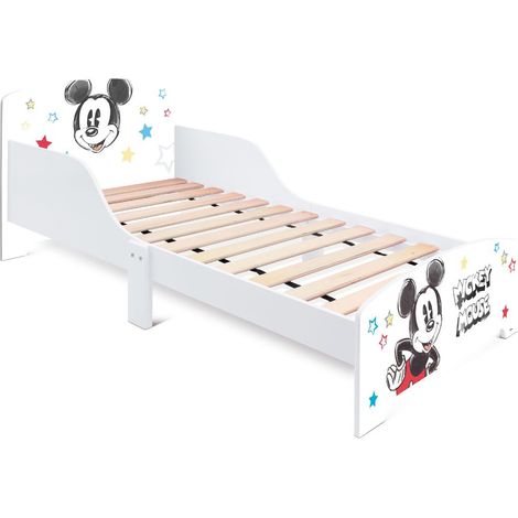 Topolino Lettino per Bambini Disney Mickey Mouse 70x143x60cm con sponde di sicurezza - Ideale dai 3 Anni - Linea Pure