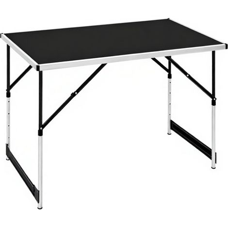 Table de Camping Pliante Table de Jardin Tables de Travail Tables de Balcon réglable en Hauteur en Aluminium Acier MDF,Noir