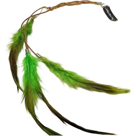 Pince à cheveux à plumes, en cuir coloré, avec longue frange, facile à assortir pour les fêtes à thème.-Fluorescent Green (1/5)
