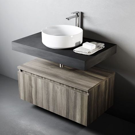 Consolle Cassettone Sospeso Mobo 80x46x30 cm Tabacco