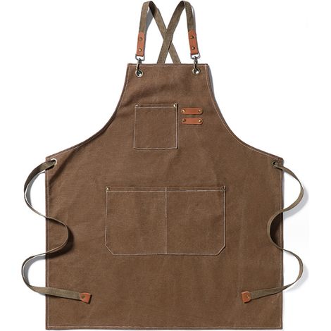 Tablier De Cuisine - Toile Coton Épaisse Lavée - Dos Croisé Réglable - Poches Renforcées Rivets Métalliques - Unisexe M À XXL (1/5)