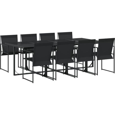 Maison Exclusive - 9-tlg. Garten-Essgruppe Schwarz Textilene