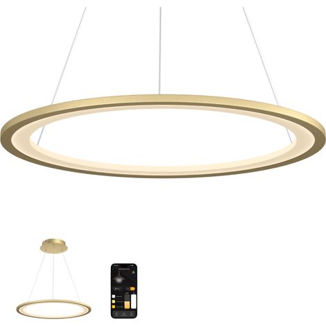 Mai & Mai Lustre Suspension Plafonnier LED Triple Commande Câble Réglable Lampe de Nuit pour Salle à Manger Salon Chambre Doré 425×425 MM 20W Luvina01