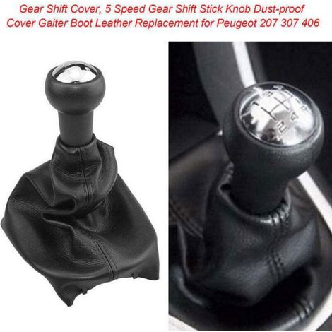 Pommeau De Vitesse - 5 Vitesses - Pour Peugeot 207 307 406 - Cache Antipoussière Inclus - 1 Pièce (1/4)