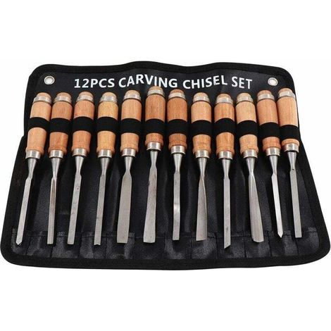 Ensembles De Ciseaux A Bois Avec Etuis Ciseau De Sculpture Sur Bois Professionnel Charpentier Sculpture Plus Ferme, 12 Pieces (1/5)