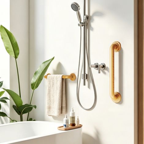 2 Stück 38cm Haltegriff Dusche für Senioren, Edelstahl Rutschfest Handtuchhalter Duschgriff Sicherheitsgriff für Bad Badewanne Dusche Schritte (1/5)