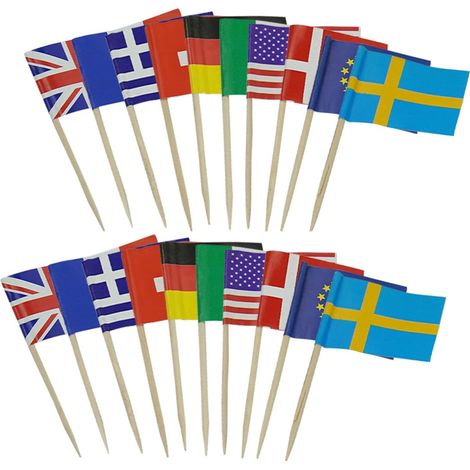 Drapeau des Cure-Dents Pays,100 Pièces Marqueurs de Drapeau Pays Petites Toothpick Flags pour Fête Cheeseplate de Nourriture Apéritifs Cupcake Toppers Nationale Décoration (1/5)