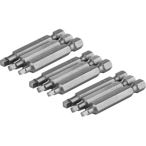 6.35mm Tige Jeu de 3 Set 3pcs Embouts de Tournevis à Tête Carrée Magnétique, Jeu d'Embouts de Tournevis SQ1 SQ2 SQ3, Longueur de 2" (9 Pièces au Total) (1/5)