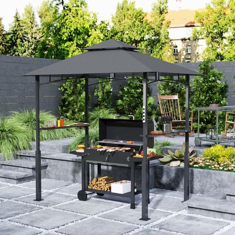 pavillon jardin abri barbecue rangement métal gris HAVRYA (1/5)