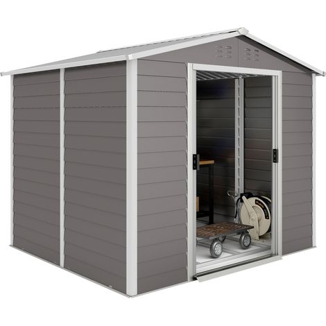 Abri de jardin métal résistant rouille verrouillable gris clair 2,40 x 2,06 x 1,98 m