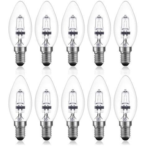 42W E14 C35 Dimmbare Halogenlampe AC 220-240V Warmweiß 2700K e14 transparente Halogenkerzenlampe (10 Stück)