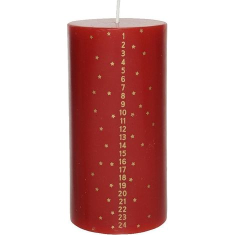 Candela dell'Avvento rossa Ø7.5 × H15 cm