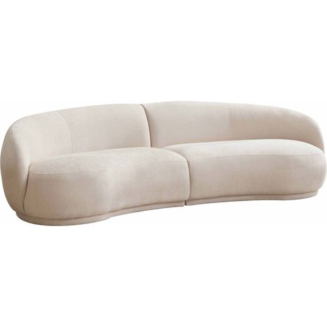 Oviala – Canapé droit 3 places en tissu beige – Longueur 266 cm – Coussins en polyuréthane – Hauteur d'assise 44 cm – Certification FSC