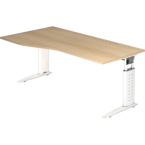 bümö Schreibtisch Serie-U Freiform: 180 x 100 cm Eiche Weiß (1/5)
