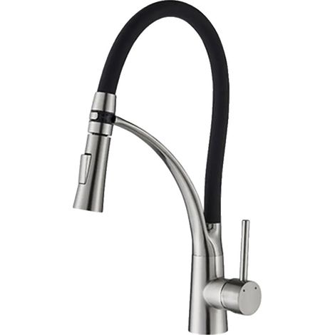Grifo de cocina con rociador extraíble, diseño moderno, níquel. (1/2)
