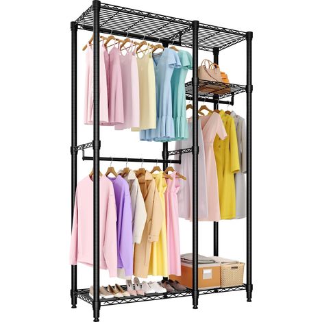 Portant à vêtements robuste – Armoire métallique noire (1/5)