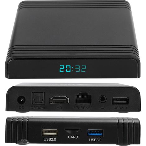 Boîtier TV Android 9.0 S905X3 WiFi Bluetooth, Lecteur Multimédia 2Go/16Go, Alimentation 100-240V (Version UE) (1/5)
