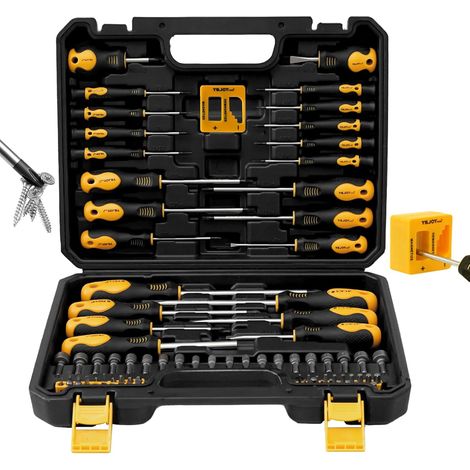 Set de Tournevis Magnétiques Complet de 86 Pièces en Acier CR-V : Avec Tournevis de Précision Mini (Fente/Croix/Torx), Douilles à Écrous, Embouts et Magnétiseur, Rangé dans une Valise à Outils Solide (1/5)