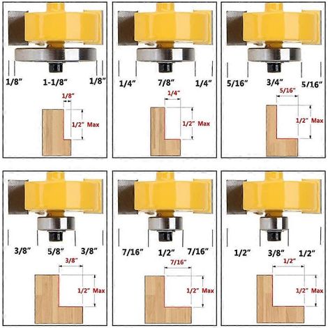 mm schachtfrees met 6 lagers - 1/8", 1/4", 5/16", 3/8", 7/16", 1/2". (1/4)