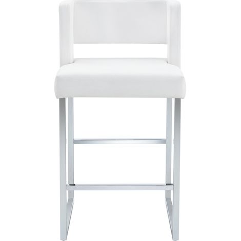 Lot de 2 tabourets de bar nordiques avec assise carrée et pieds en métal argenté (1/5)