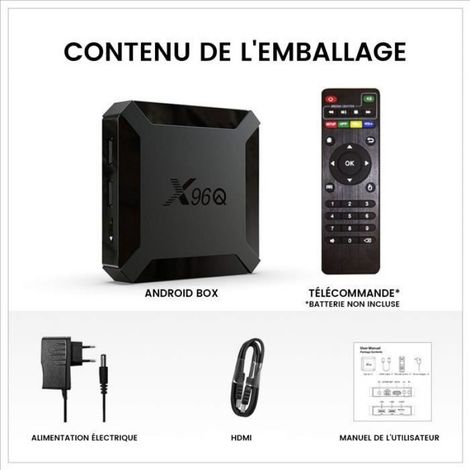 X96Q TV Box Android 10.0 - H616 Quad-core, 1GB RAM 8GB ROM, 4K, Wi‑Fi 2.4GHz (Noir) (1/4)