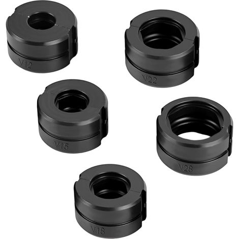 Mâchoires de Sertissage Tubes 12-28mm-5 Inserts 12/15/18/22/28mm-Acier Chrome 40 HRC48-55 Anti-Usure-Profil V-Finition Noire Thermique-Compatible Pinces Manuelles/Électriques-Pour Tubes Cuivre et Inox (1/5)